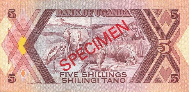 Uganda 5 Shilling 1987 p.27 Specimen